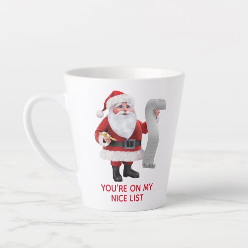 Santa Claus Checking His List Latte Mug