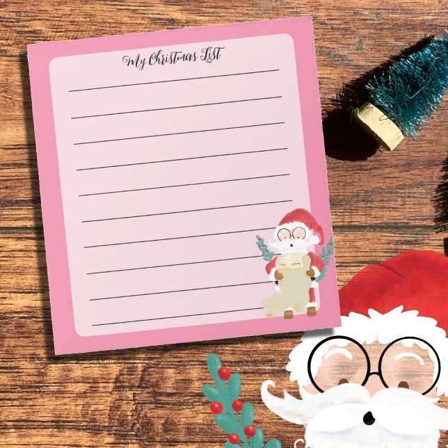 Santa Claus Checking His List Pink Notepad (Creator Uploaded)