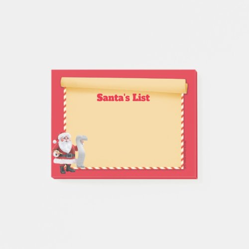 Santa Claus Checking His List Post_it Notes