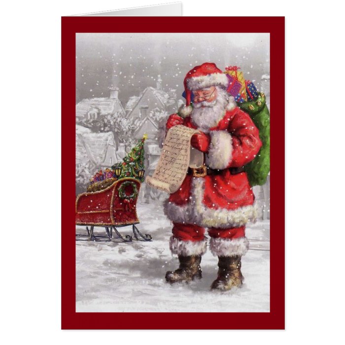 Santa Claus Checking His List Twice Card | Zazzle