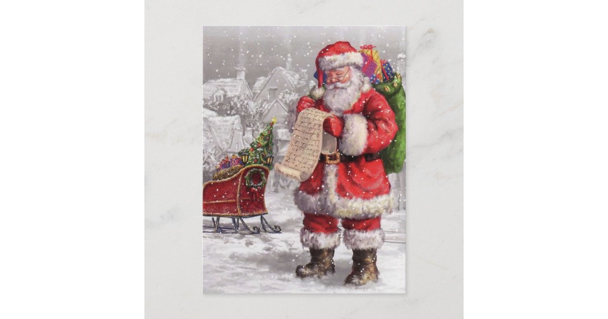 santa-claus-checking-his-list-twice-holiday-postcard-zazzle