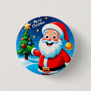 Santa Claus Cheerful Greeting Button