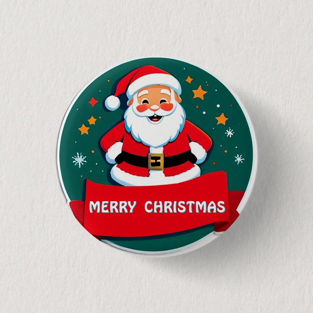Santa Claus Cheerful Greeting Button (Front)