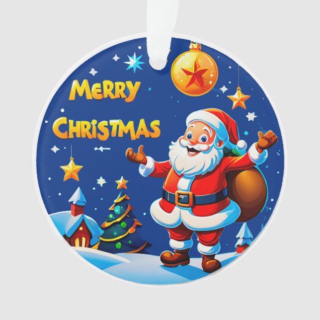 Santa Claus Cheerful Greeting Ornament (Front)