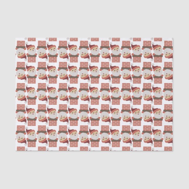 Santa Claus Chimney Christmas Pattern Tissue Paper (Front)