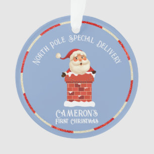 Santa Claus Chimney Custom Photo First Christmas Ornament