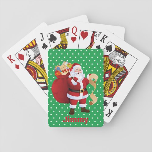 Santa Claus Christmas Add NAME Stocking Stuffer Playing Cards