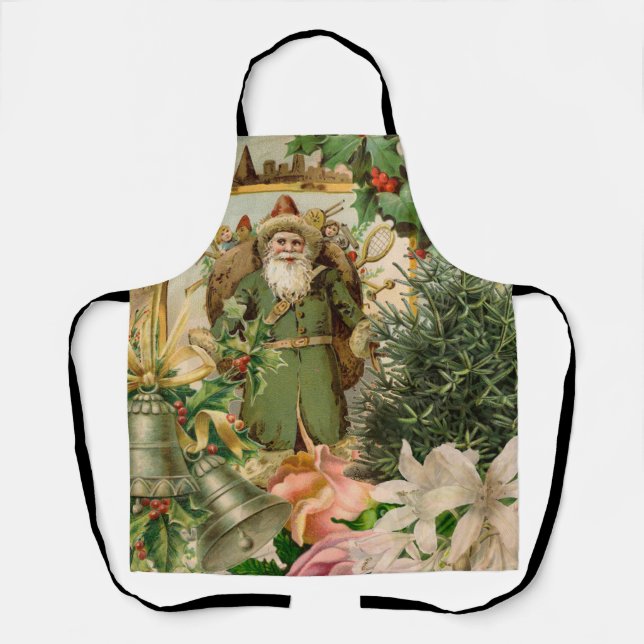 Santa Claus Christmas Antique Beautiful Art Apron (Front)
