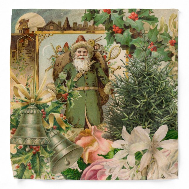 Santa Claus Christmas Antique Beautiful Art Bandana (Front)