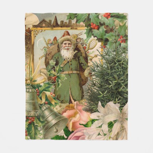 Santa Claus Christmas Antique Beautiful Art Fleece Blanket