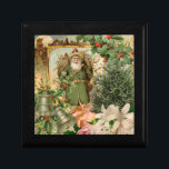 Santa Claus Christmas Antique Beautiful Art Gift Box<br><div class="desc">Christmas Santa Claus - This antique image is a collage collected from an old antique Christmas cards from the 1800s. Santa Claus has his bag of toys,  a Christmas Tree,  and lots of decorations on Christmas Eve</div>