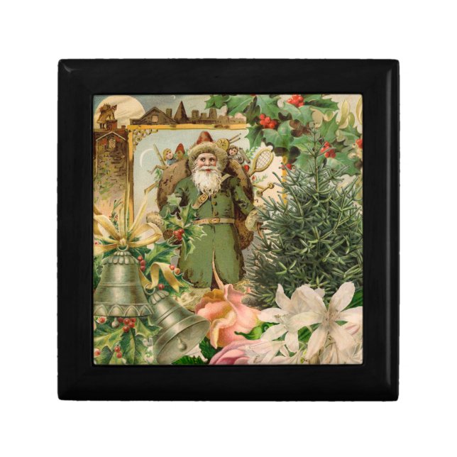 Santa Claus Christmas Antique Beautiful Art Gift Box (Front)