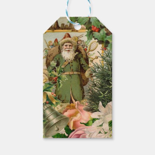 Santa Claus Christmas Antique Beautiful Art Gift Tags