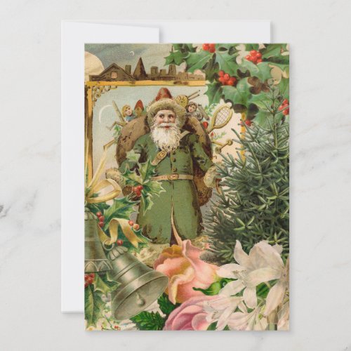 Santa Claus Christmas Antique Beautiful Art Holiday Card