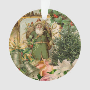 Santa Claus Christmas Antique Beautiful Art Ornament