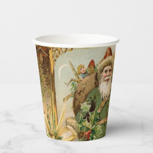 Santa Claus Christmas Antique Beautiful Art Paper Cups