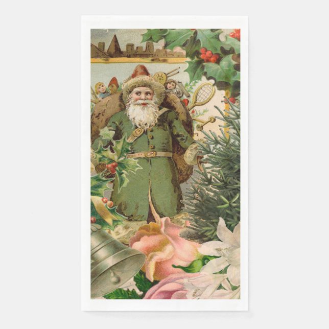 Santa Claus Christmas Antique Beautiful Art Paper Guest Towels (Front)