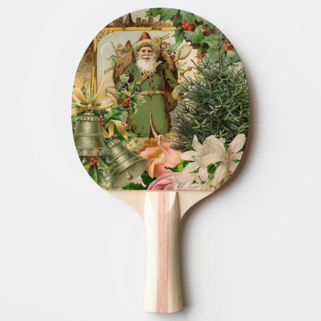 Santa Claus Christmas Antique Beautiful Art Ping Pong Paddle (Front)