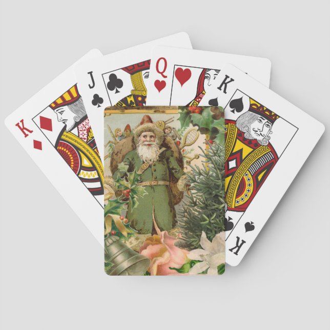 Santa Claus Christmas Antique Beautiful Art Poker Cards (Back)