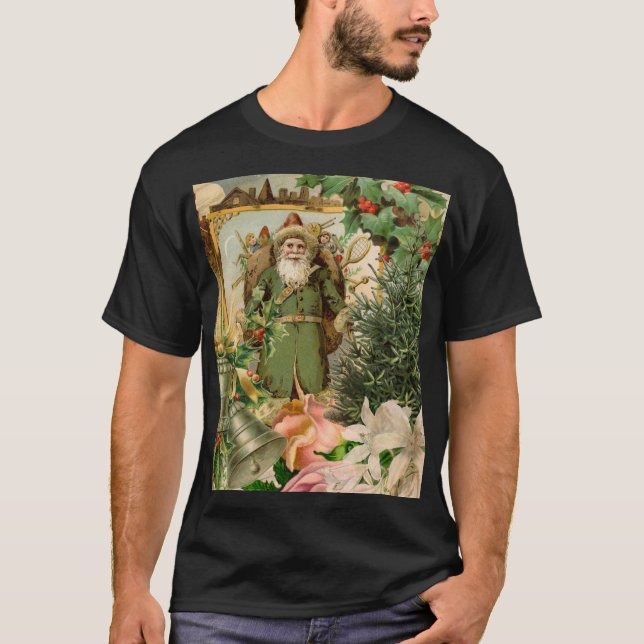 Santa Claus Christmas Antique Beautiful Art T-Shirt (Front)