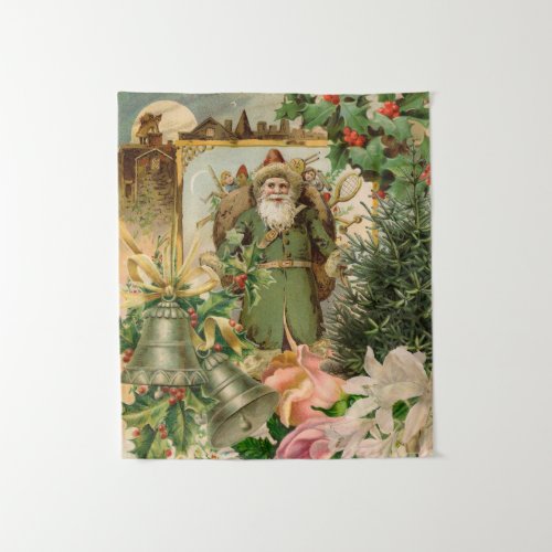 Santa Claus Christmas Antique Beautiful Art Tapestry