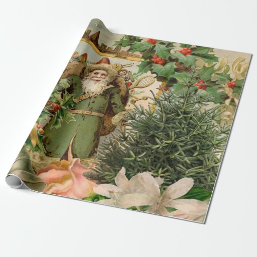 Santa Claus Christmas Antique Beautiful Art Wrapping Paper