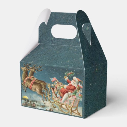Santa Claus Christmas Antique Sleigh Reindeer Favor Boxes