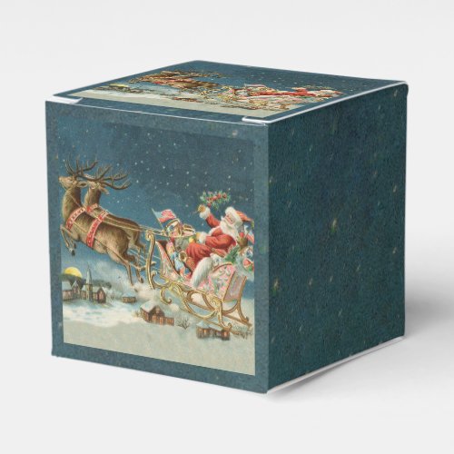 Santa Claus Christmas Antique Sleigh Reindeer Favor Boxes