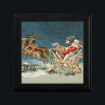 Santa Claus Christmas Antique Sleigh Reindeer Gift Box<br><div class="desc">Christmas Santa on his sleigh - This image is from an old antique Christmas card from the 1800s. It shows santa on his sleigh on Christmas Eve,  with his reindeer and toys!</div>