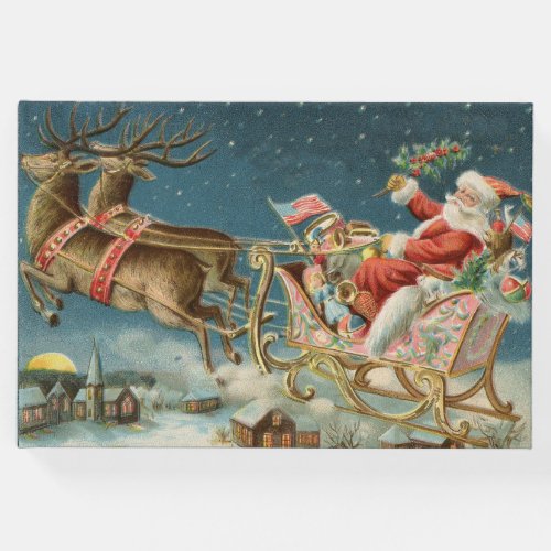 Santa Claus Christmas Antique Sleigh Reindeer Guest Book