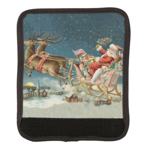 Santa Claus Christmas Antique Sleigh Reindeer Luggage Handle Wrap
