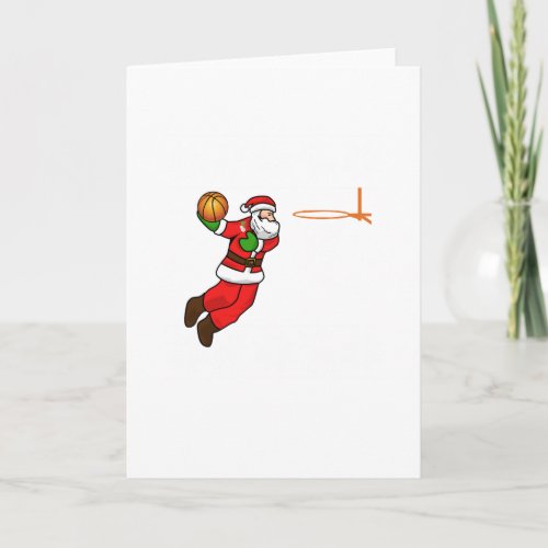 Santa Claus Christmas Basketball Player Holiday Card