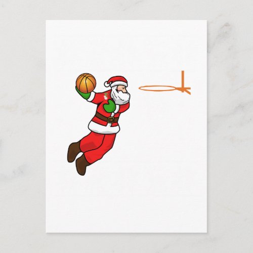 Santa Claus Christmas Basketball Player Holiday Postcard