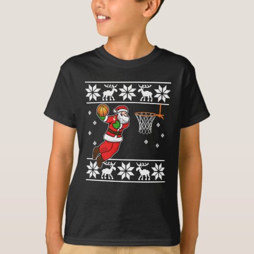 Santa Claus Christmas Basketball Player T_Shirt