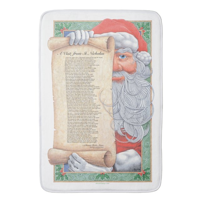 Santa Claus Christmas Bathroom Mat (Front Vertical)