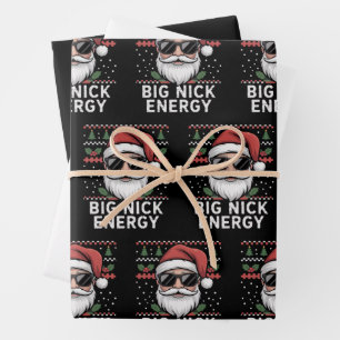 Santa Claus Christmas Big Nick Energy Party Funny Wrapping Paper Sheets
