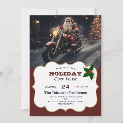 Santa Claus Christmas Biker Invitation