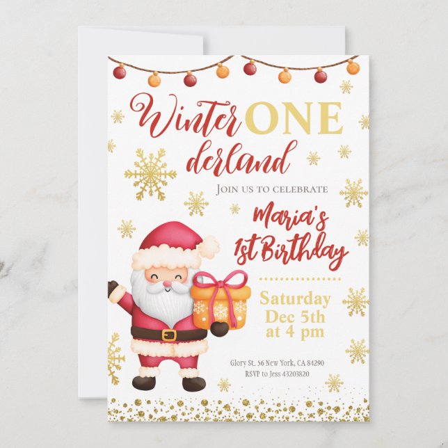 Santa Claus Christmas Birthday Invitation (Front)