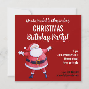 Santa Claus Christmas Birthday Invitation