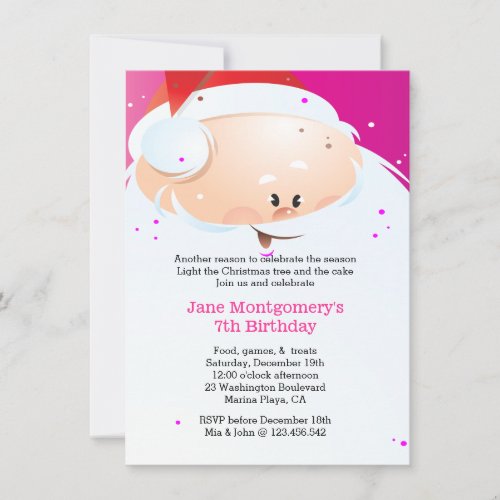 Santa Claus Christmas Birthday Party Invitation