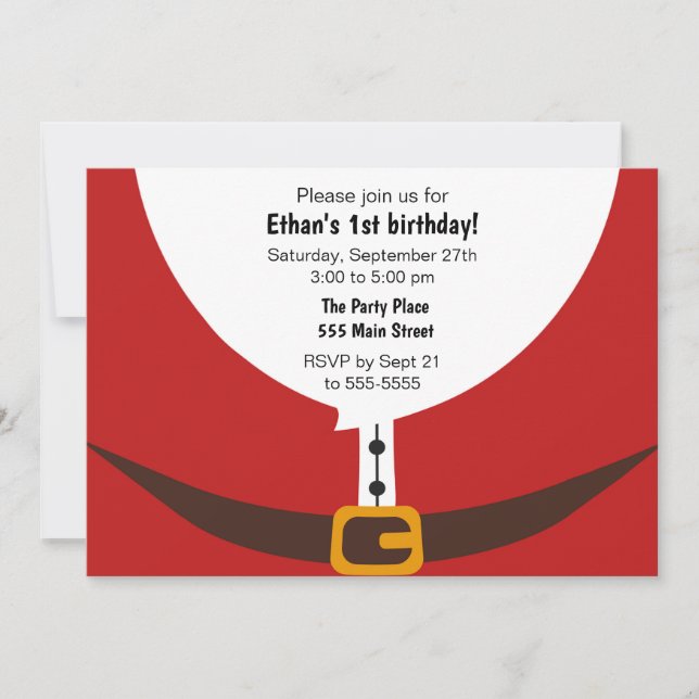 Santa claus christmas birthday party invitation (Front)