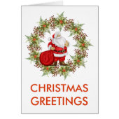 Santa Claus Christmas Card with Holly (Front)