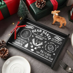 Santa Claus' Christmas Cookie and Milk Serving Tray