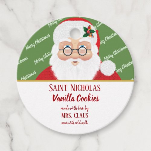 Santa Claus Christmas Cookie Holiday Gift Favor Tags