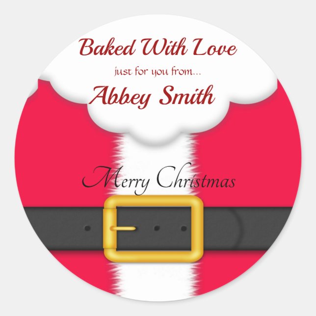 Santa Claus Christmas Cookies, Candy, & Treats Classic Round Sticker (Front)