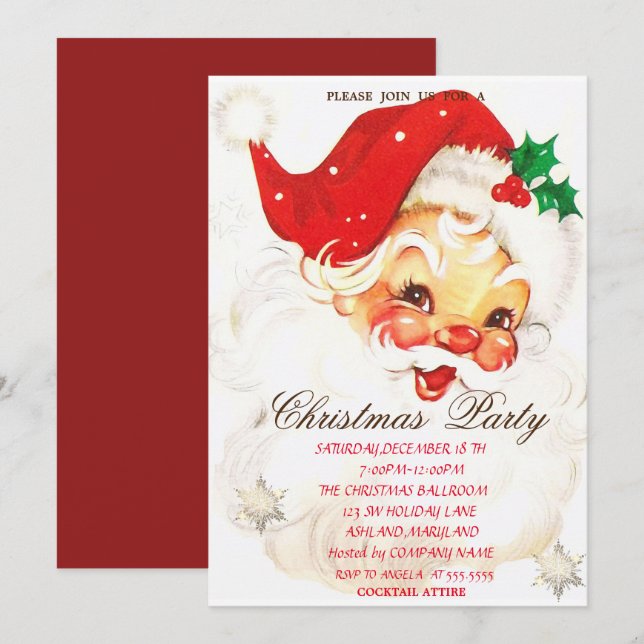 Santa Claus Christmas Corporated Party Invitation (Front/Back)