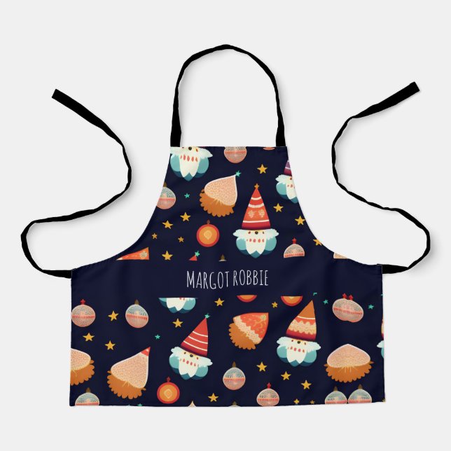 Santa Claus Christmas Decorations Retro Pattern Apron (Front)