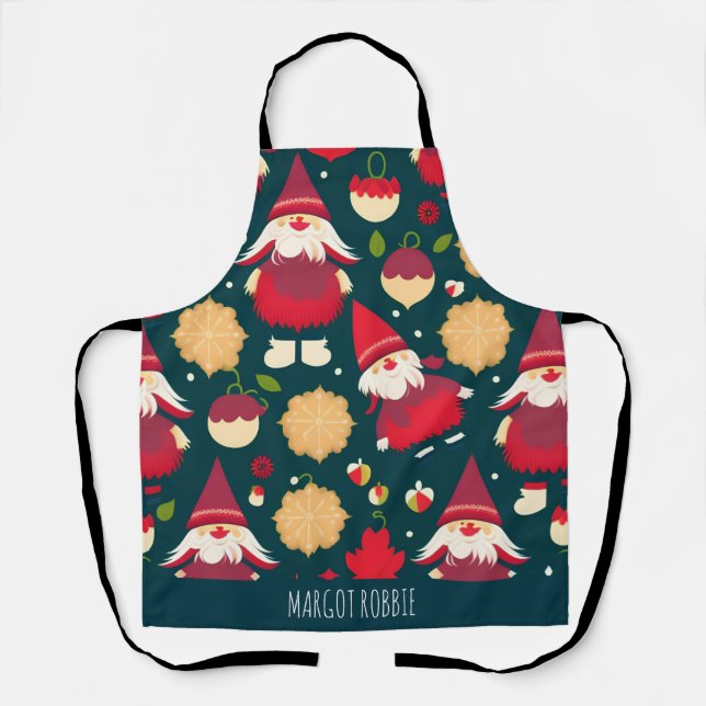 Santa Claus Christmas Decorations Water Pattern Apron (Front)