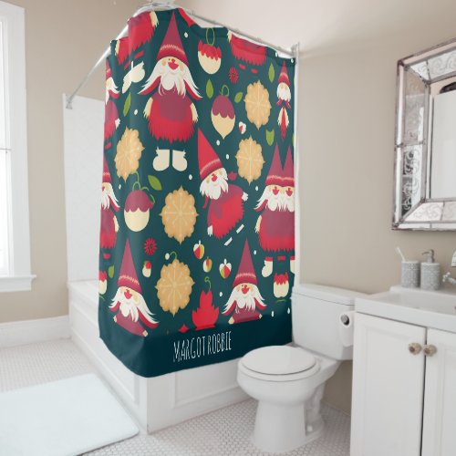 Santa Claus Christmas Decorations Water Pattern Shower Curtain