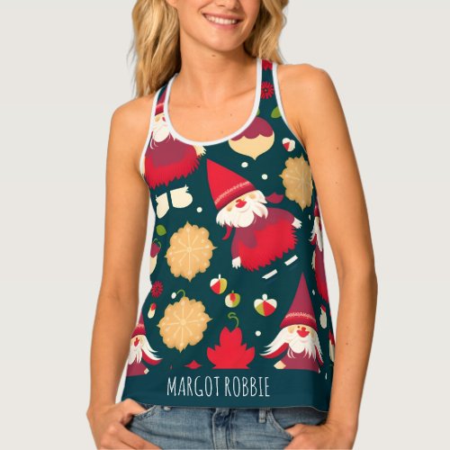 Santa Claus Christmas Decorations Water Pattern Tank Top